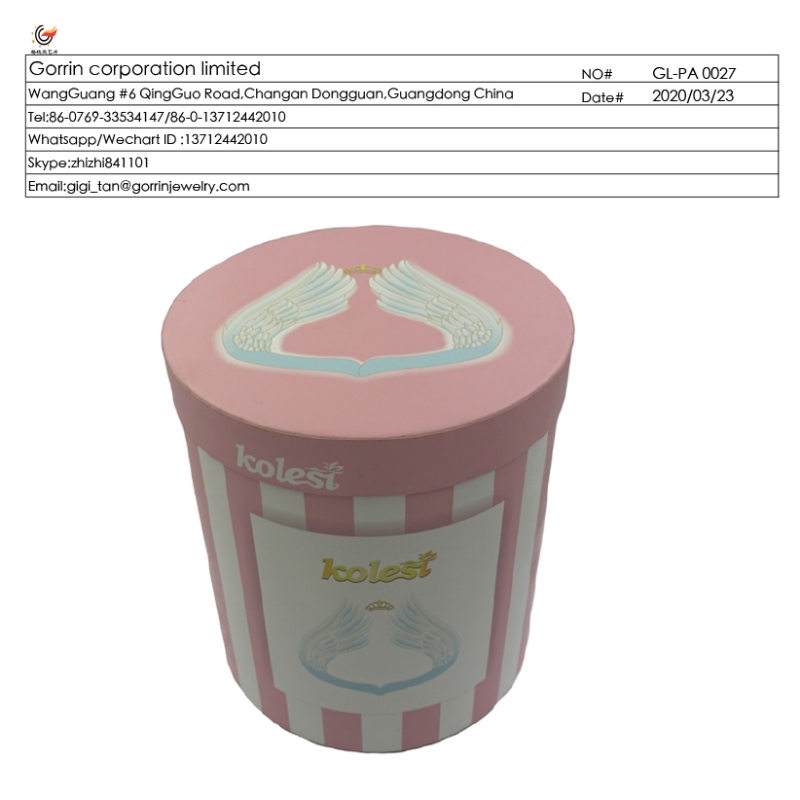 GL_PA0027 fatblomma rund papperslåda rörlåda för barnklänning