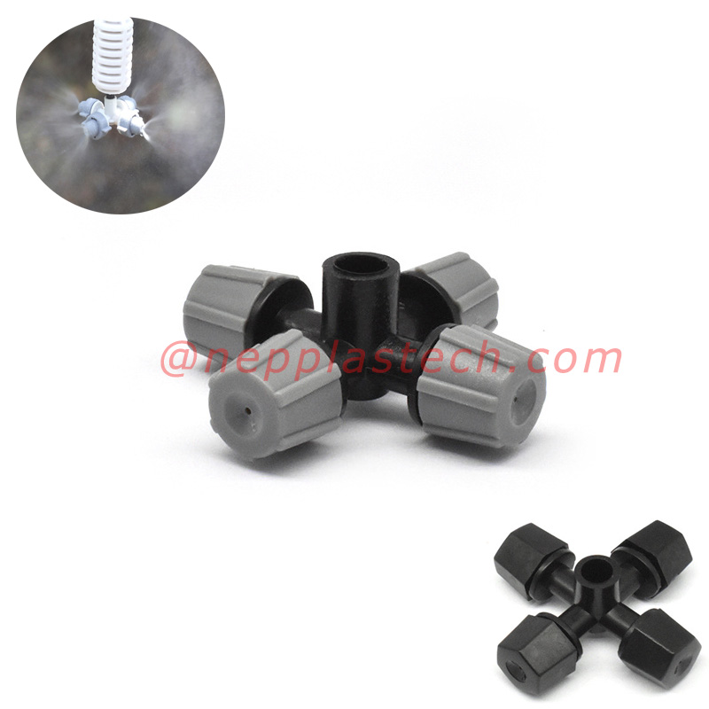 Cross Atomizing sprayer växthus kylning och befuktning dimare vattenbesparande bevattning Micro mist sprinkler