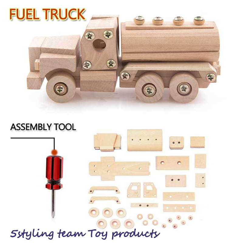 Äkta trämontage och demonteringsmodell truckfordon barn med smidiga händer på pedagogiska leksaker i grossistledet