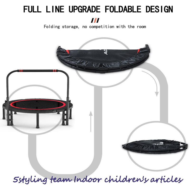 Kommersiell hexagon trampolin för vuxna fitness för barn inomhus och utomhus tyst elastiskt reptrampolin med ledstång