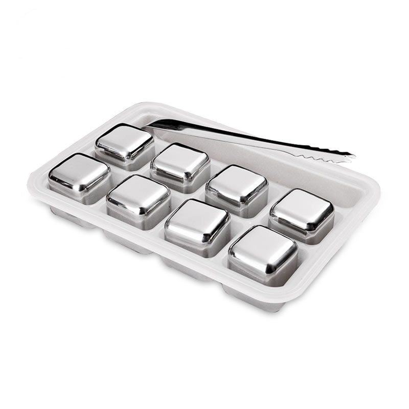 HUT säljer Square 27mm 8pcs set Stainless Steel Whisky Stones is kub
