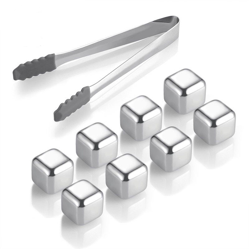 HUT säljer Square 27mm 8pcs set Stainless Steel Whisky Stones is kub