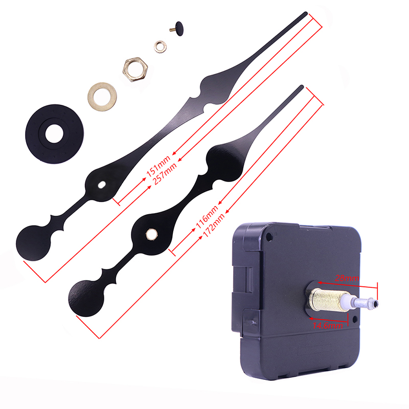 HR1688 23 mm kvarts svart klockrörelse och stora klockhänder