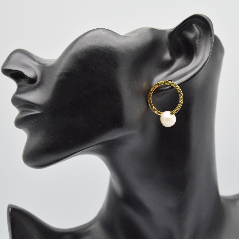 Rostfritt stål Pearl örhängen, modesmycken, modesmycken, Pearl Jewelry rfbear0144