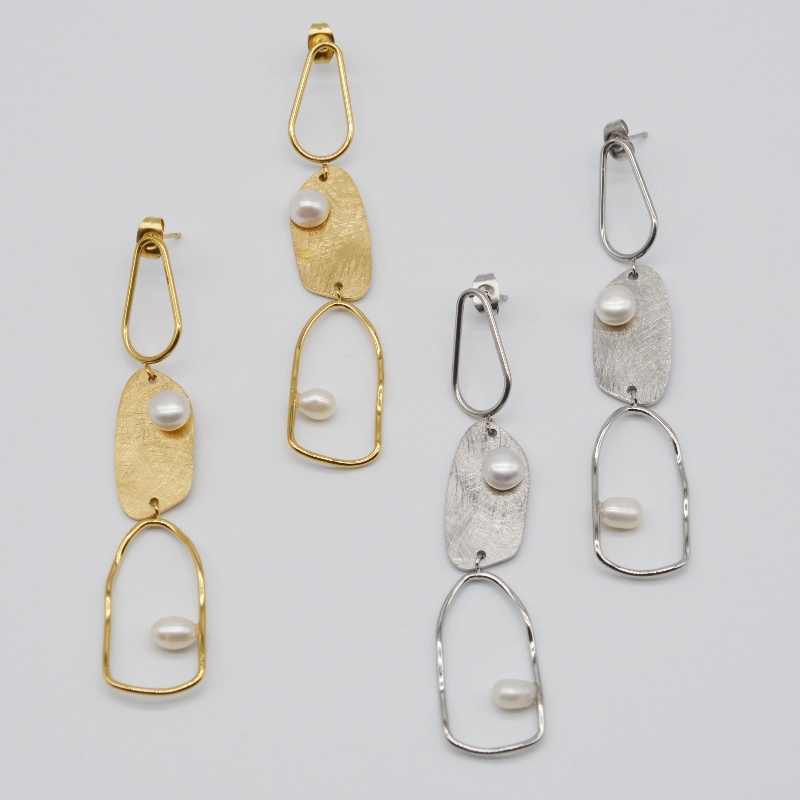 Rostfritt stål Pearl örhängen, modesmycken, modesmycken, Pearl Jewelry rfbear0349