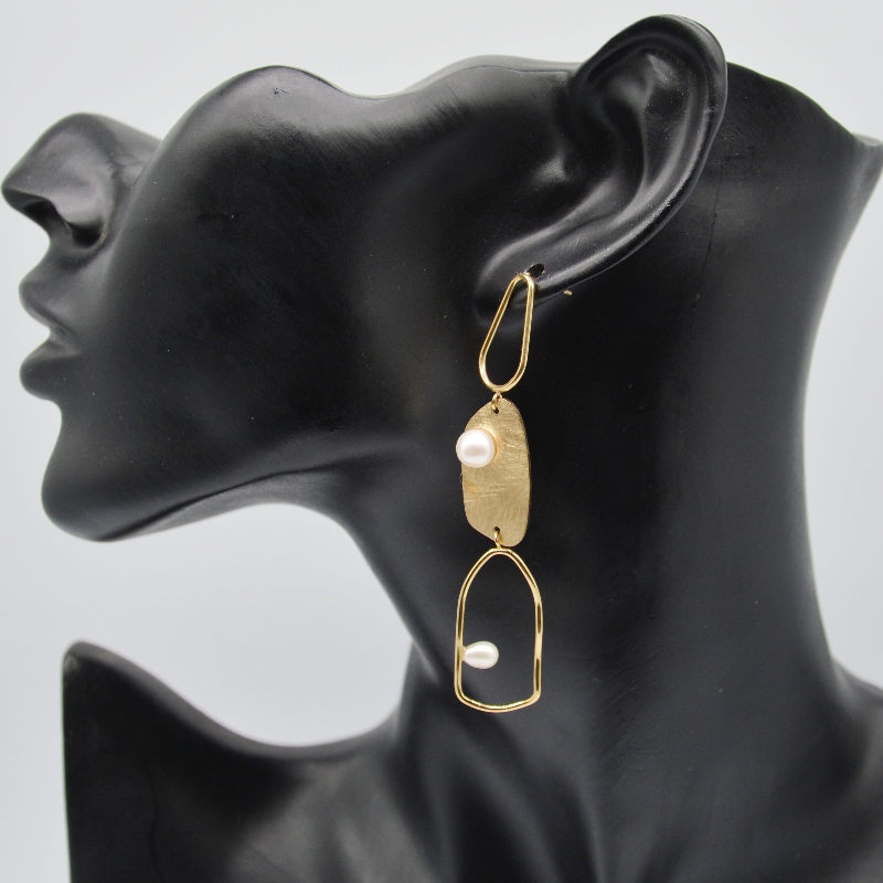 Rostfritt stål Pearl örhängen, modesmycken, modesmycken, Pearl Jewelry rfbear0349