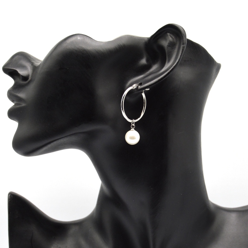 Rostfritt stål Pearl örhängen, modesmycken, modesmycken, Pearl Jewelry rfbear1466