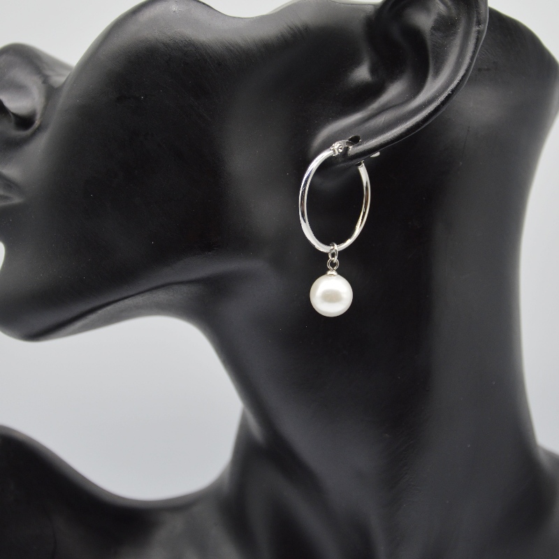 Rostfritt stål Pearl örhängen, modesmycken, modesmycken, Pearl Jewelry rfbear1466
