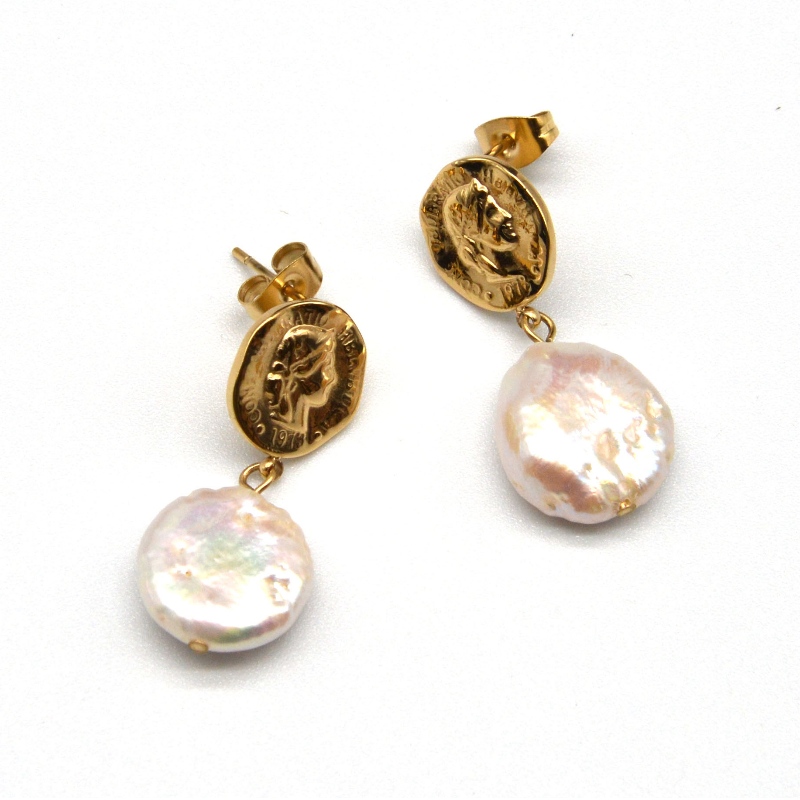 Rostfritt stål Pearl örhängen, modesmycken, modesmycken, Pearl Jewelry rfber0148