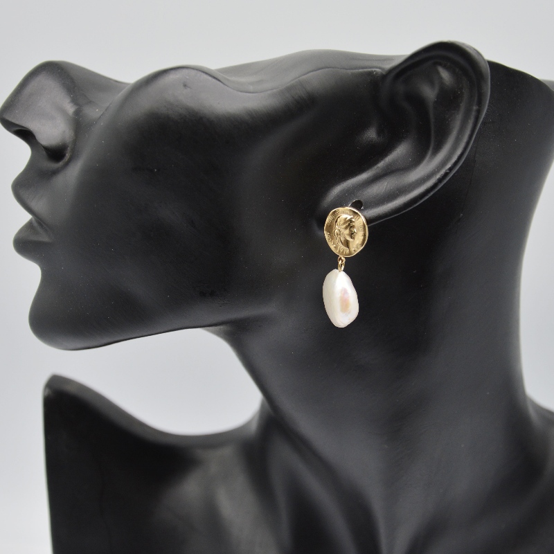 Rostfritt stål Pearl örhängen, modesmycken, modesmycken, Pearl Jewelry rfber0148