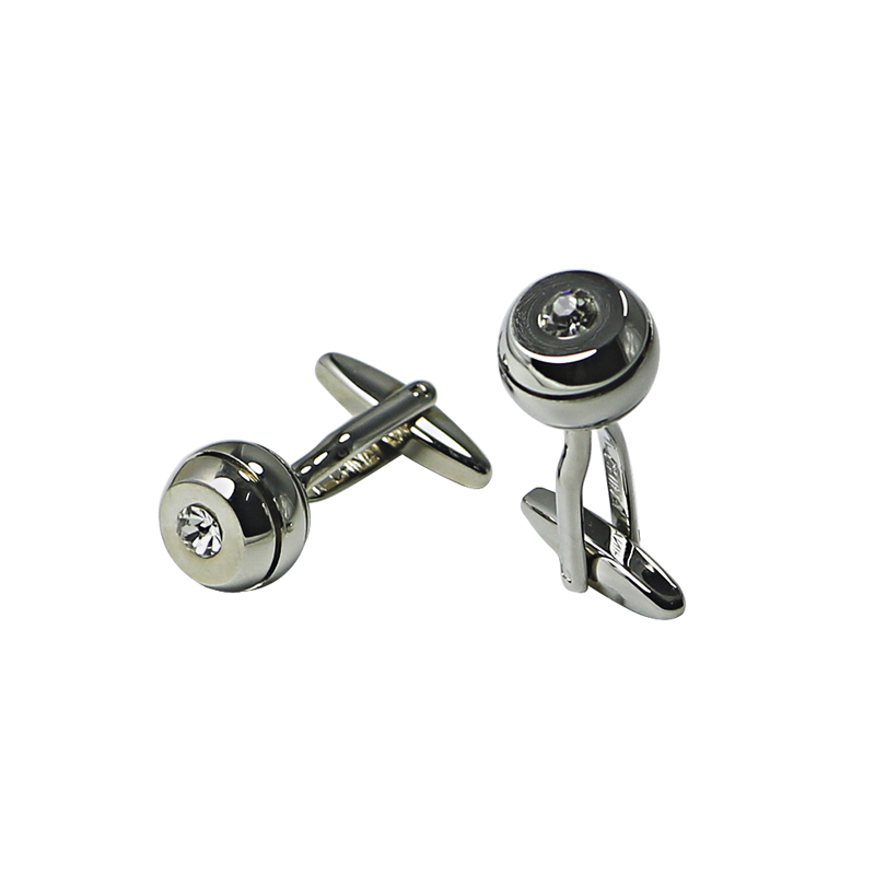 Mens Silvertone Ball med Rhinestone Suit Cuff Links