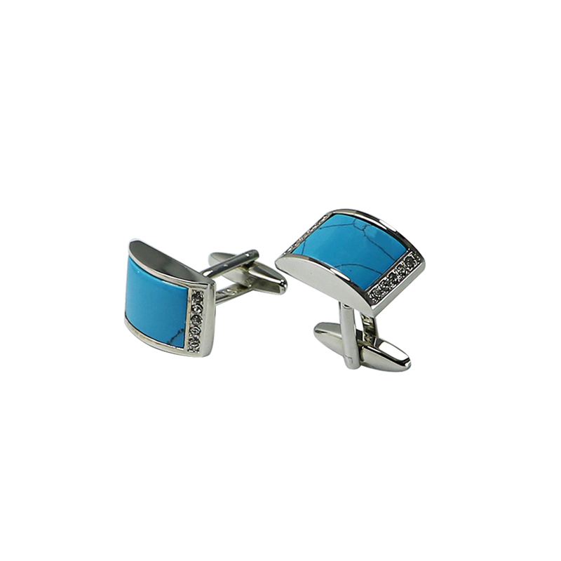 Turquoise & Crystal Domed Rektangel Egna Cuff Links