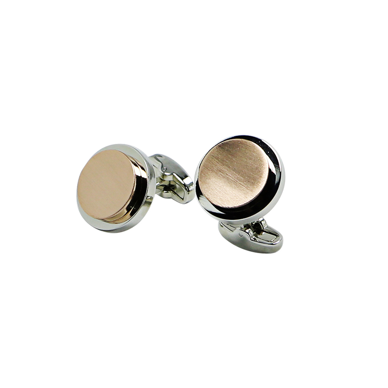 2 Toner Brushed Engrave Round Cuff Links