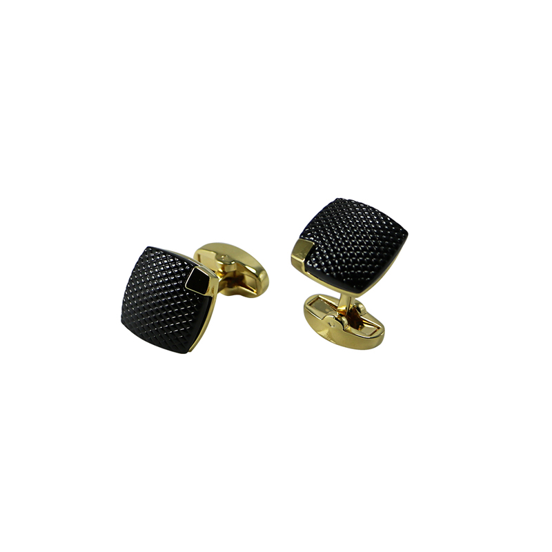 2 ton Guld- och Gunmetal Platerade kvadratiska Coola Cuff Links