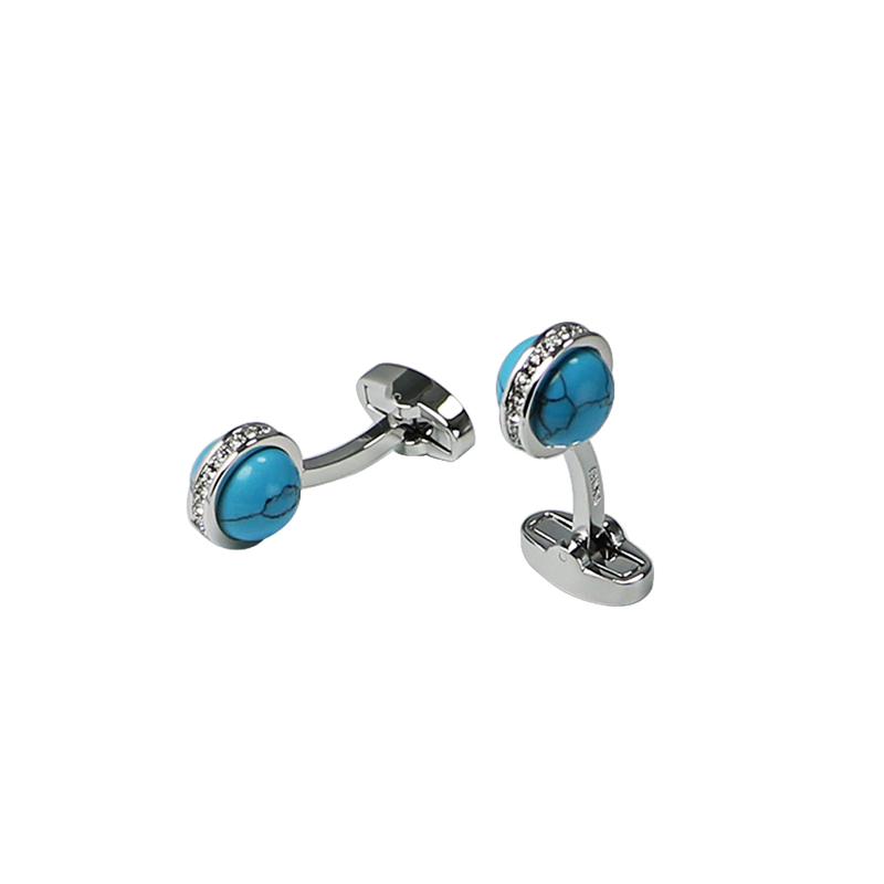 Crystal & Turquoise Ball Shirts Cuff Links