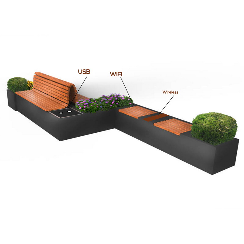 Fasion Design Intelligenta funktioner Professionell tillverkare Solar Outdoor Bench