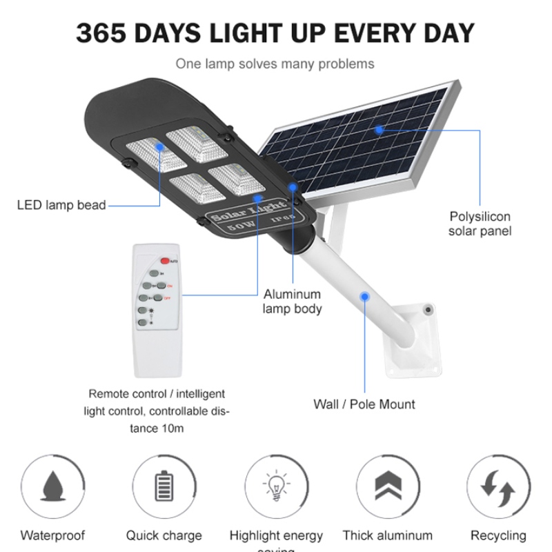 SMD Ip65 30w 500w 150w Ledde Solar Street Light