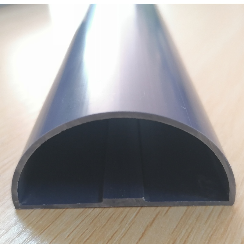 Styggad PVC D- formad plastkanal halvcirkelformad rörprofil