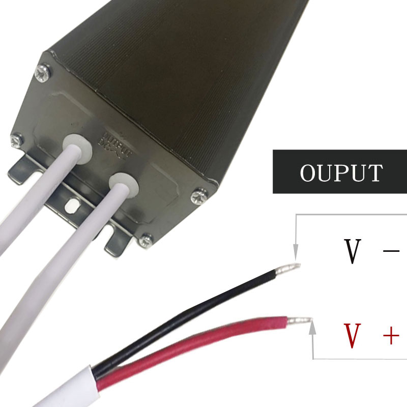 Svartgrå aluminiumskal LED-remsor driver 12v120w reglerad spänning vattentät