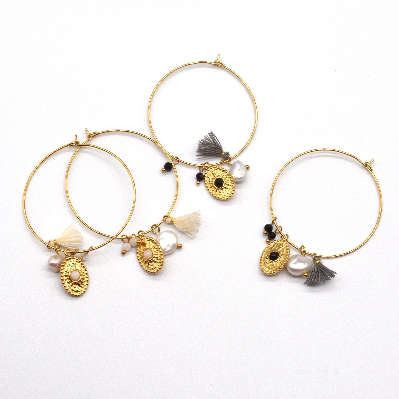 Rostfritt stål gyllene klassiska polerade runda rörörhängen, Kina Ruifanbao smycken bearbetning fabrik