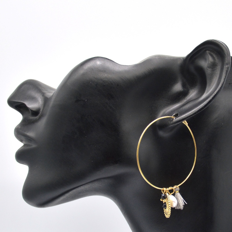 Rostfritt stål gyllene klassiska polerade runda rörörhängen, Kina Ruifanbao smycken bearbetning fabrik