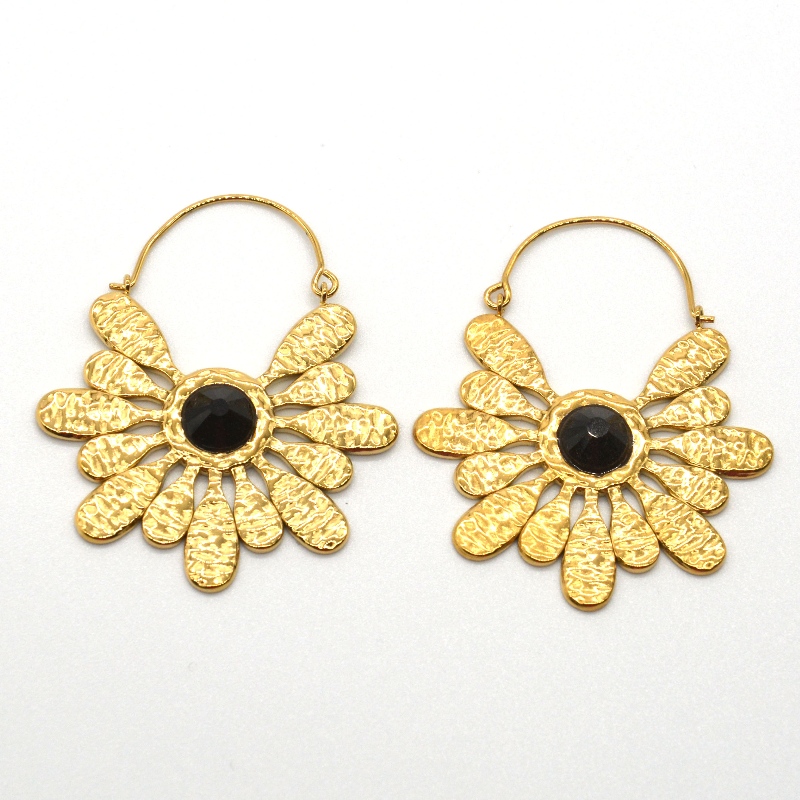 Rostfritt stål guldpläterade smycken bohemisk stil retro snöflinga örhängen kvinnors Kina Ruifanbao smycken bearbetning fabrik