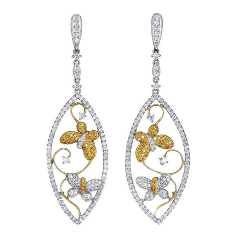 Womens leaf ramme unika fjärils hängsmycke örhängen fjärilsfönster diamantstuvade modeinsekts hängörhängen till sommarfödelsedagar presenter Kina Ruifanbao juveltillverkare