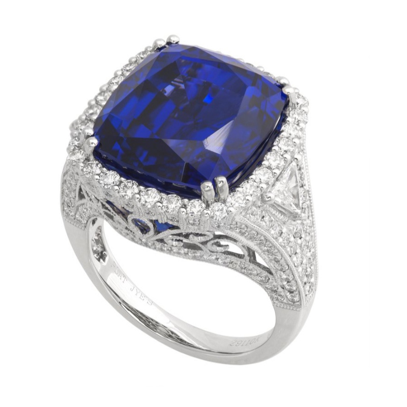 925 sterling silver utsökt kvinnlig ring blå zirkon, ihåliga klo set vänner, man och hustru gåvor Kina Ruifanbao smycken bearbetning