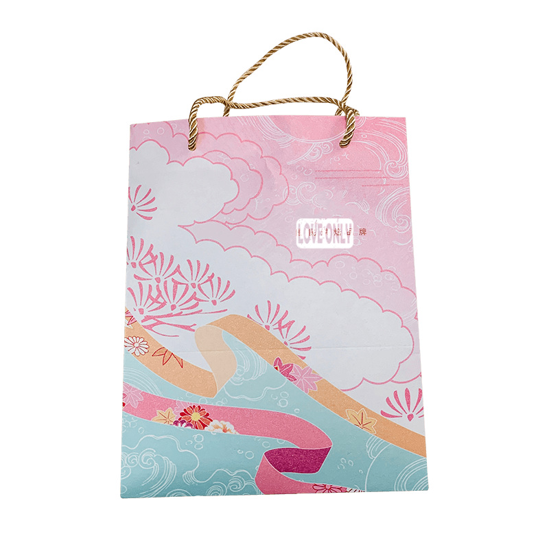 Pink Gift Bags med Golden Handdles Kraft Paper Bags Party Bags