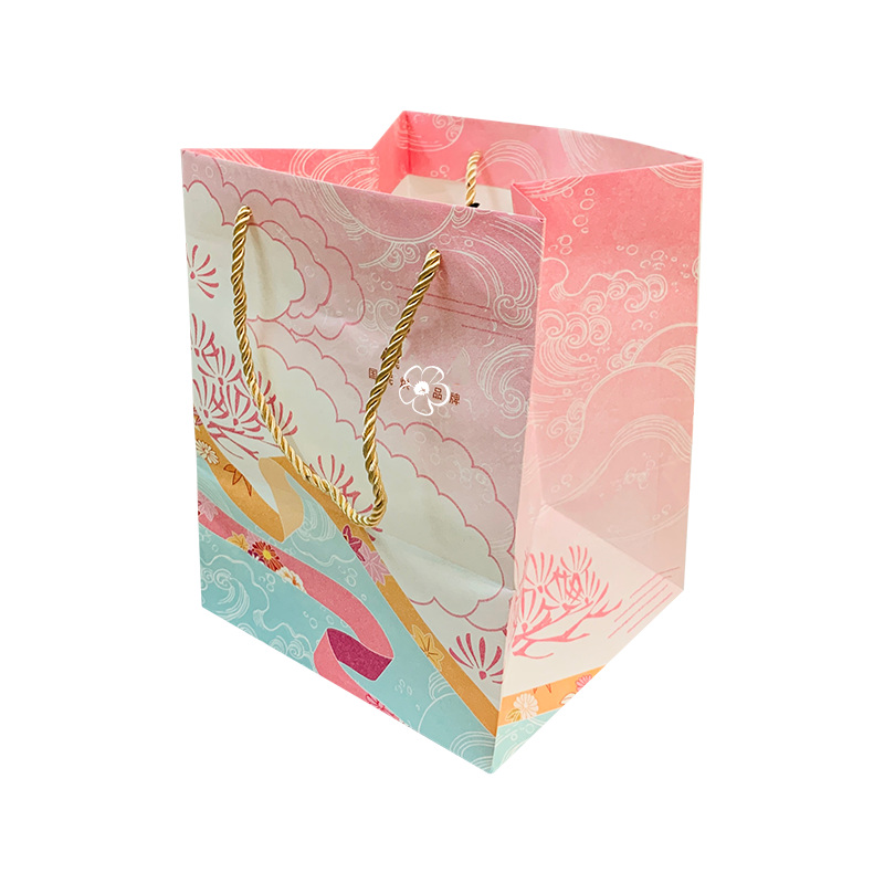 Pink Gift Bags med Golden Handdles Kraft Paper Bags Party Bags