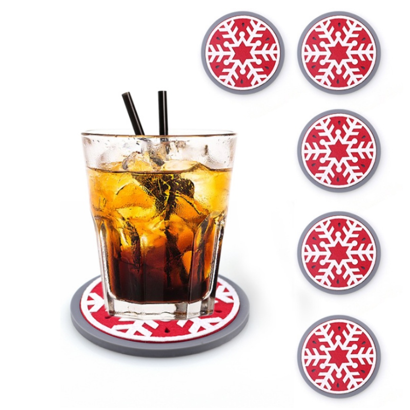 10 runda förtjockad julfiltunderlägg