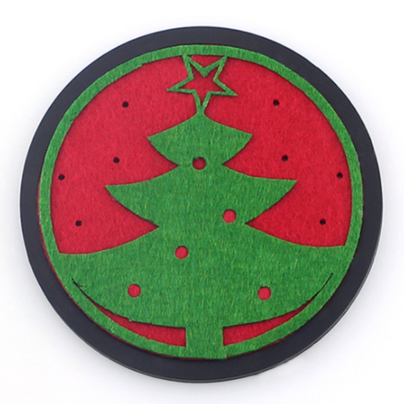 10 runda förtjockad julfiltunderlägg