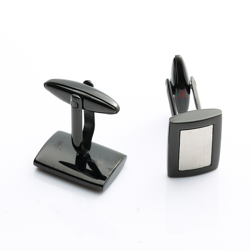 Manschettknappar i rostfritt stål i två toner Svart Kina Leverantör Män Manschettknappar