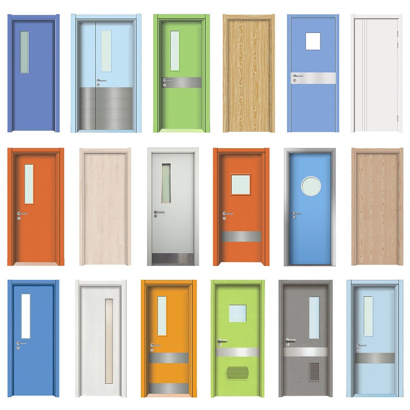 Anpassad trä i patientrumsfanér Laminerad veddörr Nya inställningar Teakved Huvudesigner County Community Clinic Hospital Door Chinese Factory Kina Wooden Clinic Hpl Door High Quality Main Entrance The Clinic Hpl School Door