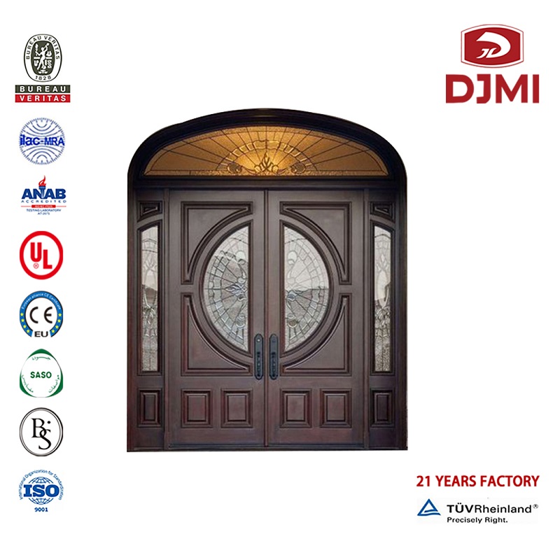 Egna solida dörrar Barn Trä, nya inställningar Hög kvalitet Stora Fasta Inre Dörrar Kinesiska Factory Glas Wood Konstnärlig Slipande svart ram trädörr