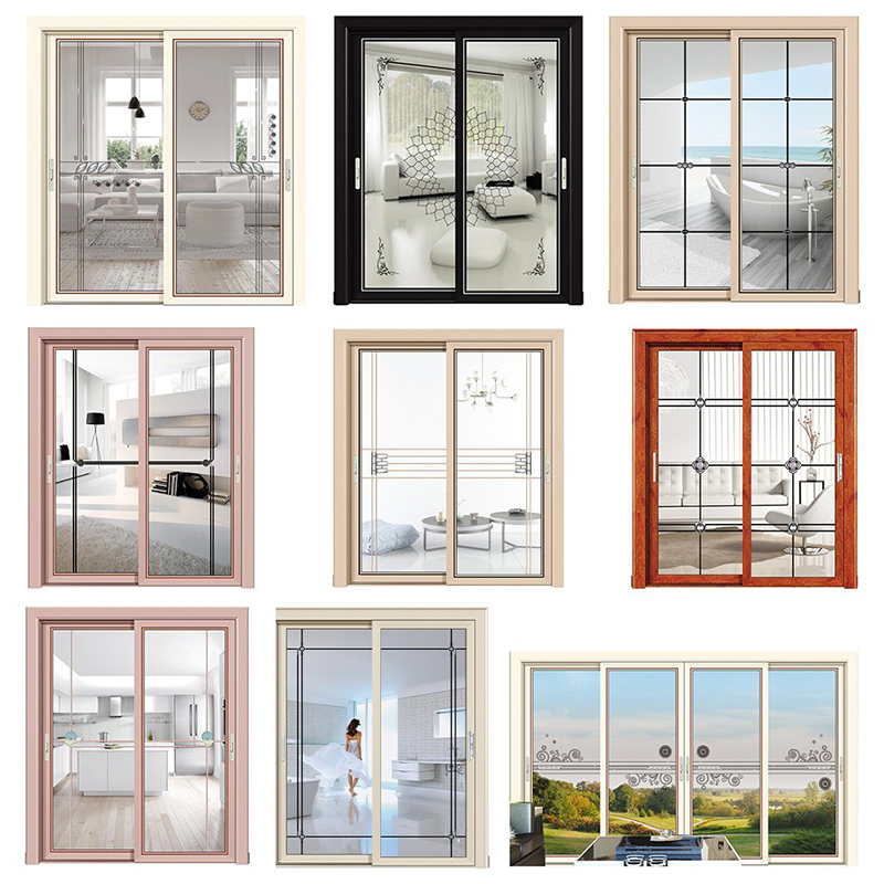 Glidande glas Kommersiell Aluminium Door and Frame Brand New Sliding Sand Grey Color Gliding Glas Factory Outlet Narrow Framme Aluminium Slide Door Hot Selling Zen Designs Inre Magnetisk Sliding Ling