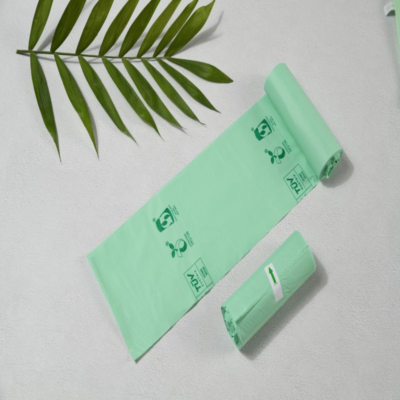 Biologiskt nedbrytbar majsstärkelse 100% komposterbara sopsäckar på rulle