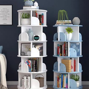 TMJ-2050 Egen Modern Home Wood White Revolving lagringsHolders Racks Roterande Book Shelf