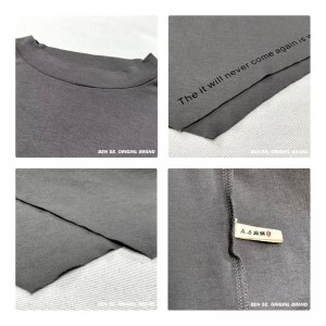 Lös inredning Minimalist Round Collar- stil Stinkade ärmstyle Casual Solid Bomull och linne överdimensionerade 12631 T-Skjortor