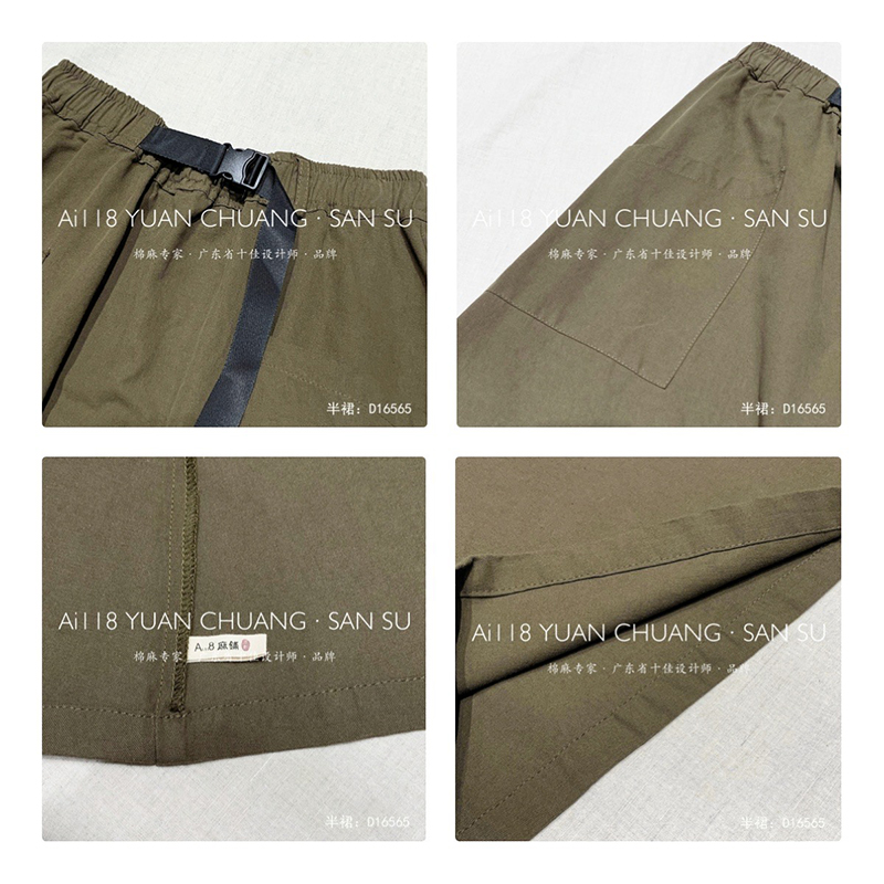 Lös inredning Minimalist Straight-stil Casual Fast färg bomull och linne överdimensionerat skräddarsytt Midi Skilt 16565