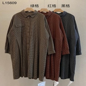 Lös inredning Minimalist Stylish Tillfällig Solid färg Tryckt bomull och linne överdimensionerat allformat 15609 Skjorta Klänningar