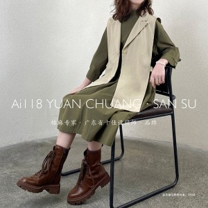 Löst passande design Minimalistisk Snygg Casual Fritidsfärg Tryckt färg bomull och linne överdimensionerade anpassade 19598 Skjortklänningar + Väst