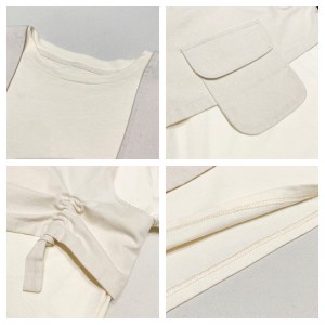 Löst passande design Minimalistisk rund krage stil Sydd ärm stil Casual Enfärgad bomull och linne överdimensionerade anpassade 19527 T-shirts + västar