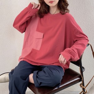 Lös- montering Minimalist Round Collar- stil Stinkad ärmstil Casual Solid Bomull och linne överdimensionerade 12635 Sweatshirts