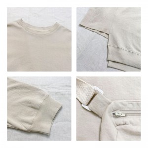 Lös inredning Minimalist Round Collar-stil Stinkad ärmstil Casual Solid Bomull och linne överdimensionerade 12686 Sweatshirts
