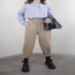 Lös montering Minimalist Stylish Casual Solid färg Stripped Kontrollerad överdimensionerad 17718 Rund krage skjorta