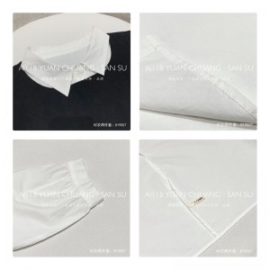 Lös montering Minimalist Stylish Casual Solid färg Stripped Kontrollerad överdimensionerad modell 19507 Lång lös skjorta