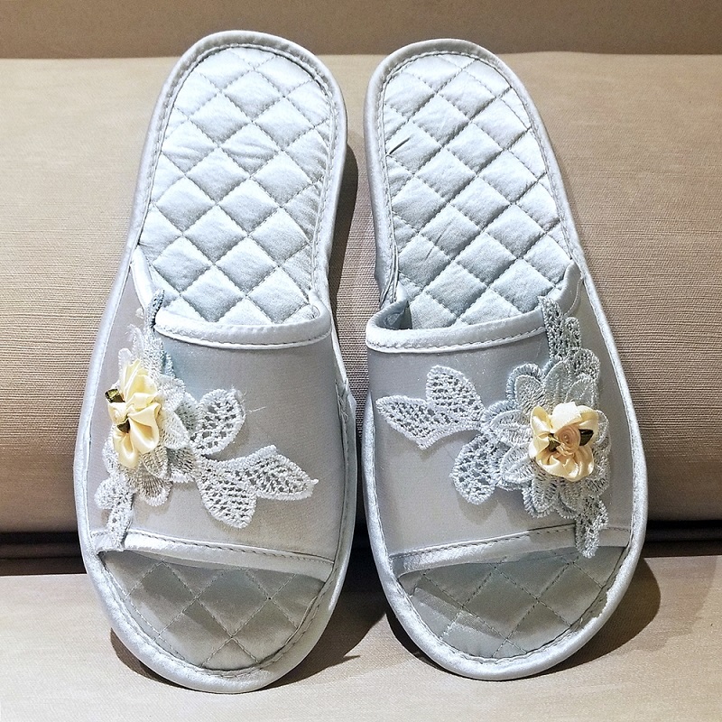 Quilted Silky Satin Embardiery Slits