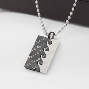 Partihandel rostfritt stål två-i-ett äkta kärlek hänge halsband