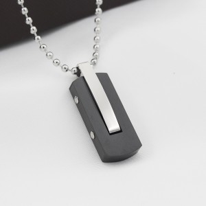 Partihandel rostfritt stål tvåfärgad svart plätering hänge halsband